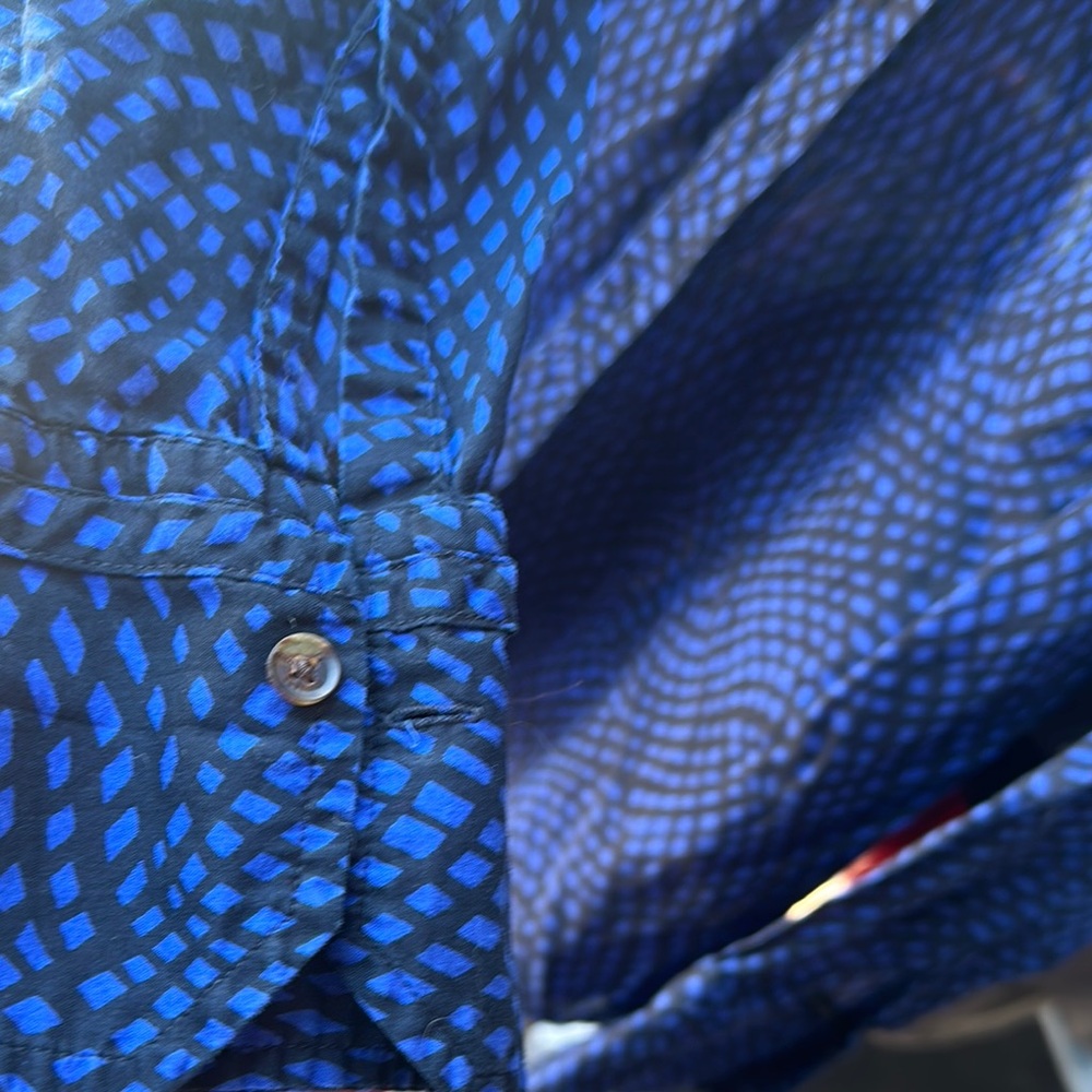 Express Blue Patterned Button Down Shirt - image 3